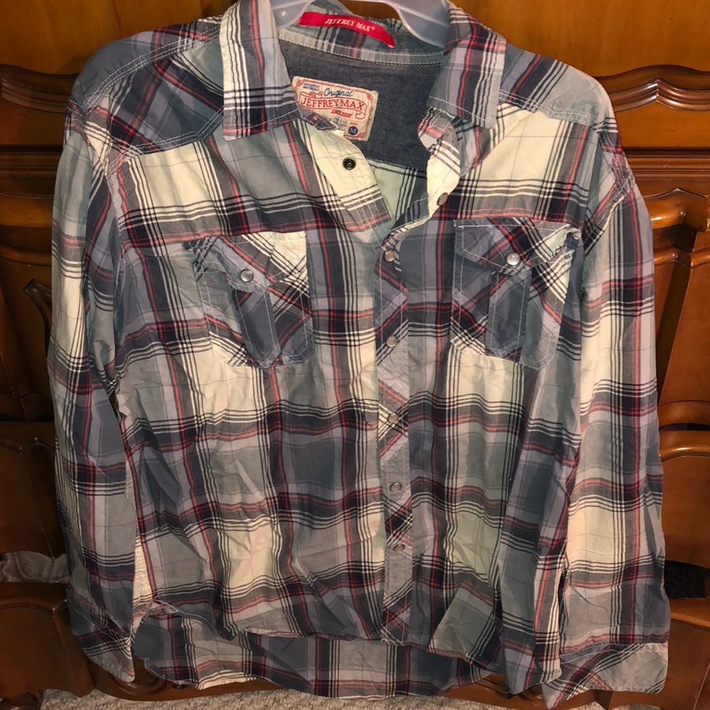 Jeffrey max pearl snap shirt